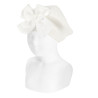 Garter stitch beret with large grosgrainbow CREAM