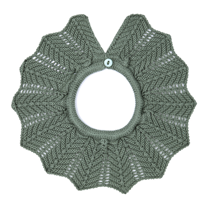 Link stitch openwork collar LICHEN GREEN