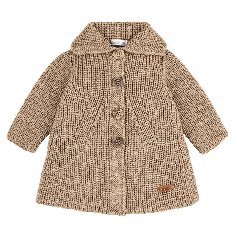 Pearl stitch short coat in merino wool blend BISCUIT