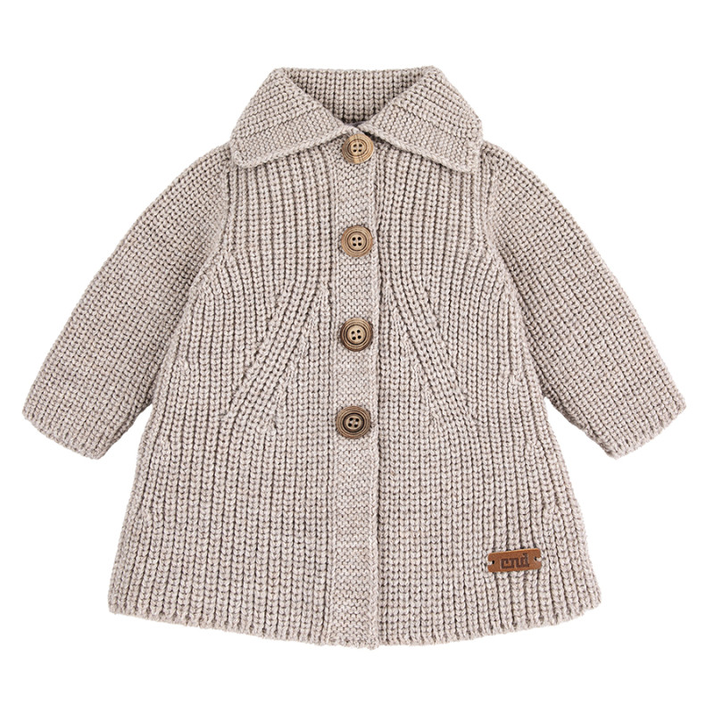Pearl stitch short coat in merino wool blend NOUGAT