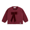 Cardigan punto legaccio e fiocco vellutocoquette GRANATA