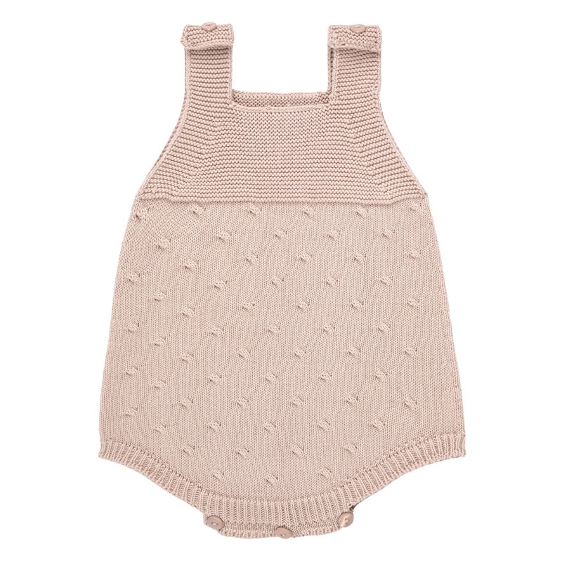 Garter stitch textured romper OLD ROSE