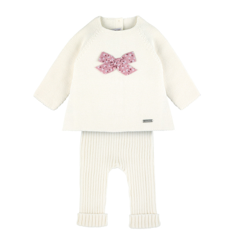 Liberty bow set (sweater + trousers) CREAM