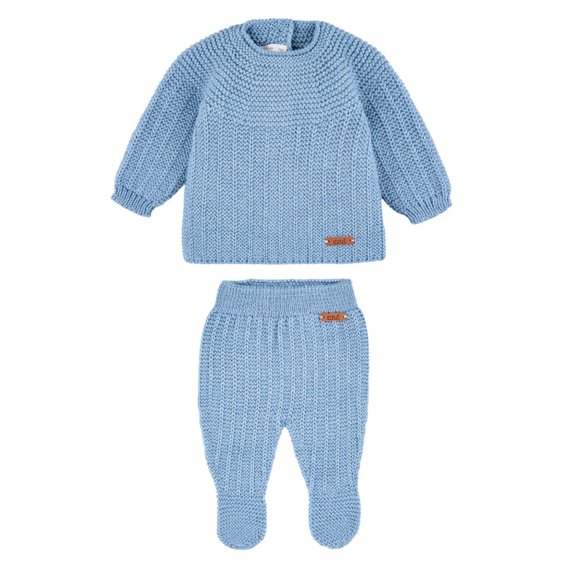 Set misto lana merino (maglioncino+leggings piedi) BLU ARIA