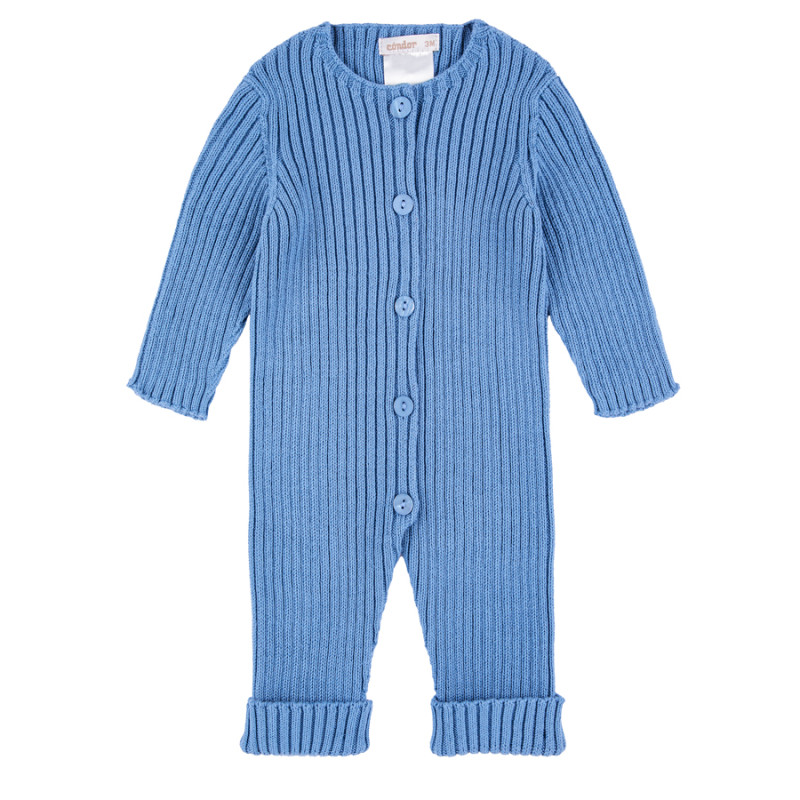 Front opening ribbed rompersuit FRENCH BLUE