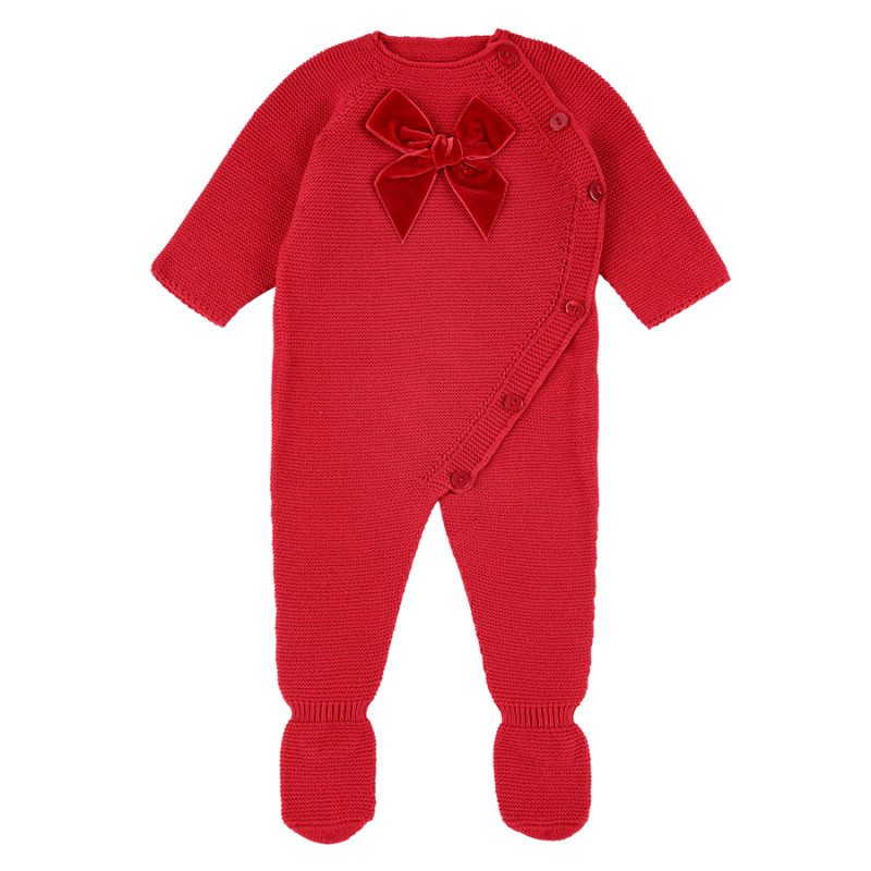 Rompersuit with velvet bow RED VELVET