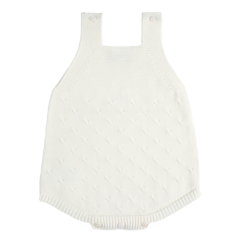 Garter stitch textured romper CREAM