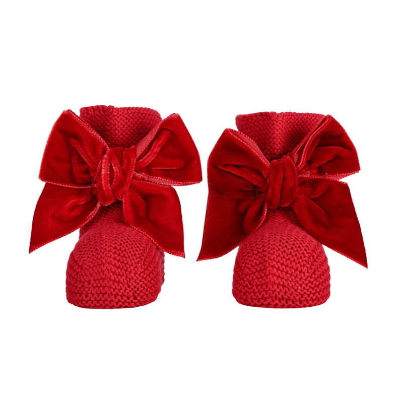 Patuco punto bobo con lazo de terciopelo RED VELVET