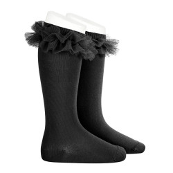 Tulle ruffle knee socks