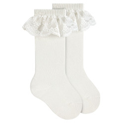Bobbin lace knee socks