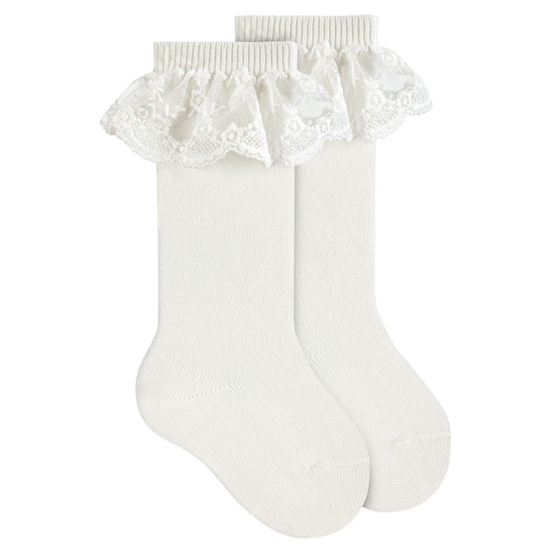 Bobbin lace knee socks