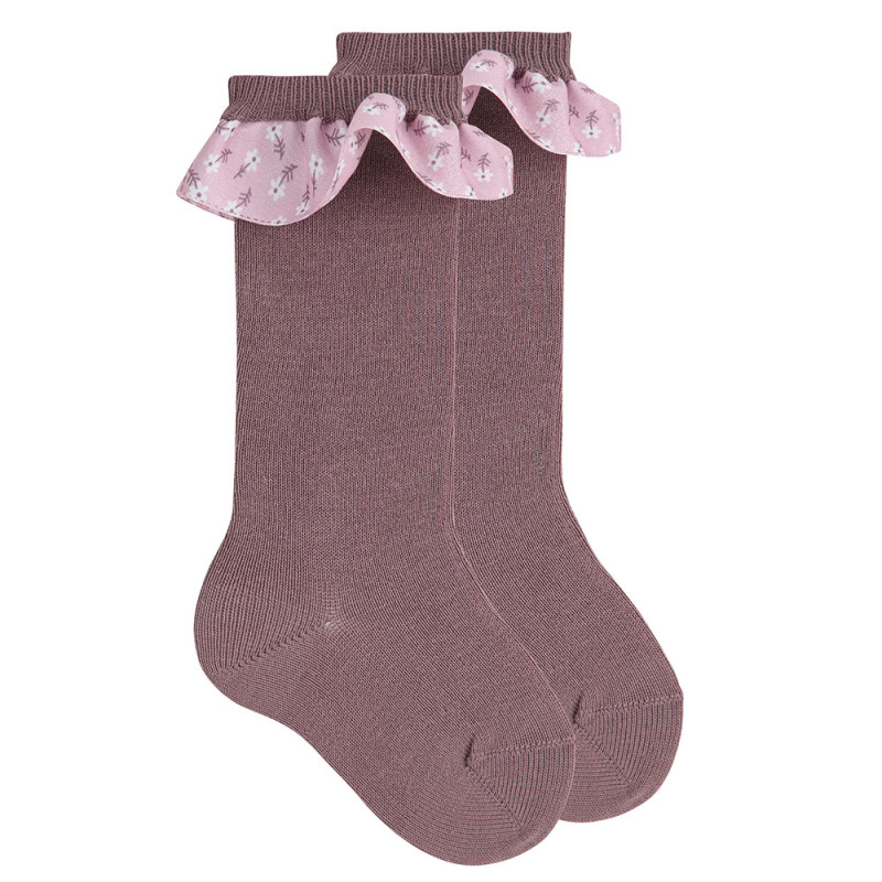 Knee socks with liberty floral ribbon