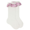 Chaussettes hautes avec ruban fleuri liberty