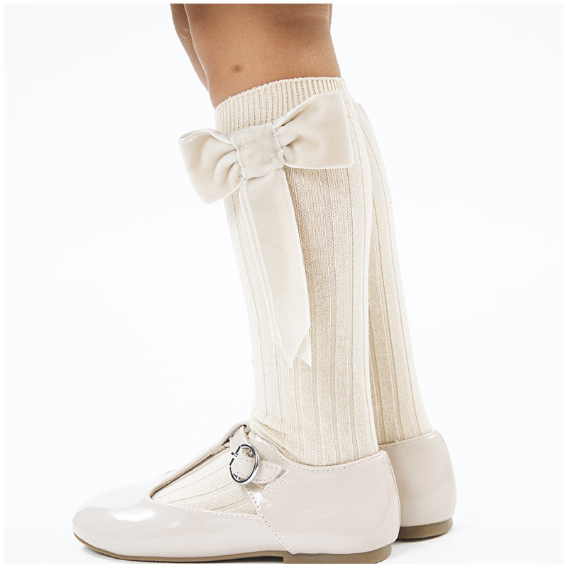 Calze lunghe con fiocco velluto coquette