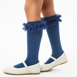 Tulle ruffle knee socks