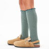 Rib knee socks with contrasted curling