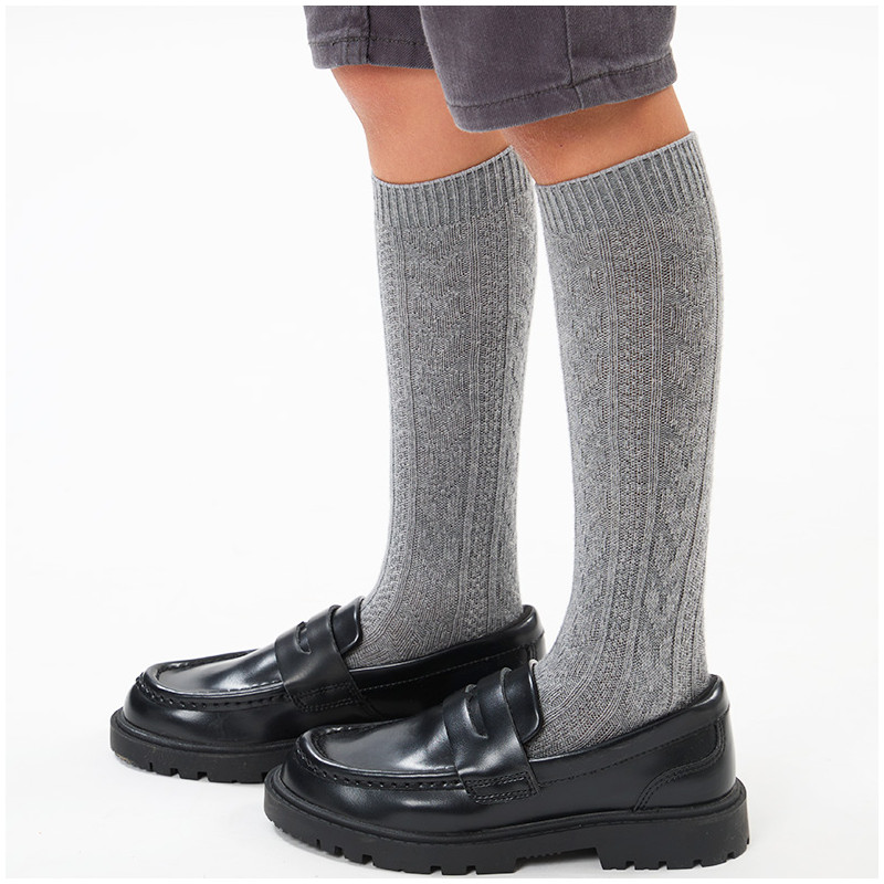 Warm cotton textured knee socks