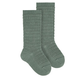 Horizontal textured knee socks