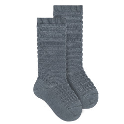 Horizontal textured knee socks