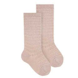 Horizontal textured knee socks