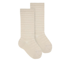 Horizontal textured knee socks