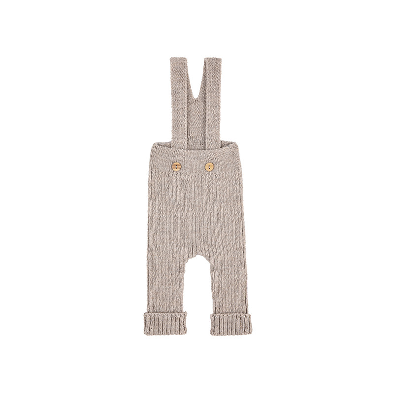 Pantaloni in misto merino a coste con bretelle TORRONE