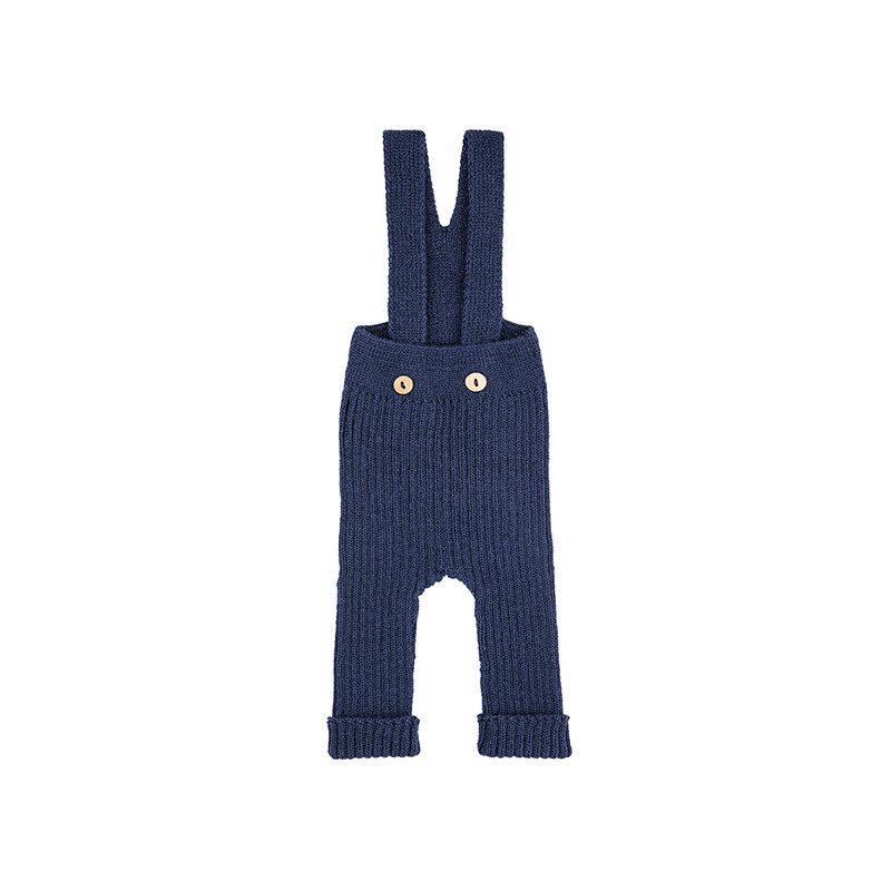 Pantalons mescla merino de canalé amb tirants BLAU MARI