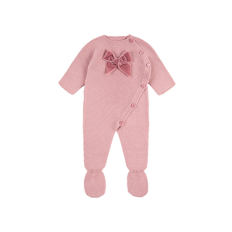 Pelele con lazo de terciopelo ROSA PALO