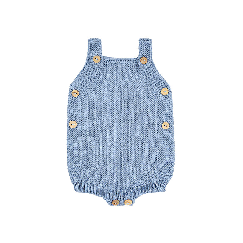 Ranita punto links mezcla lana merino con botones AZUL AIRE