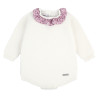 Body con nastro fiori liberty sul colletto LATTE