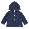 Merino wool blend hooded cardigan NAVY BLUE