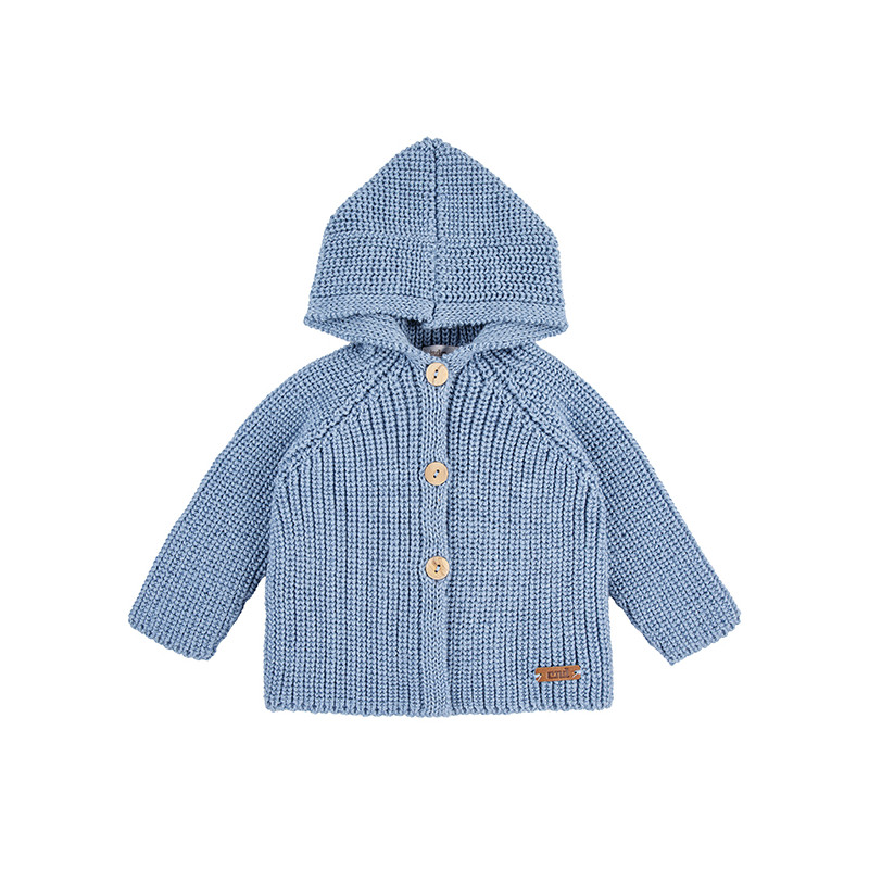 Cardigan à capuche en mérinos BLEU AIR