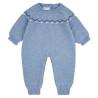 Merino wool blend rompersuit w/border detail AIR BLUE