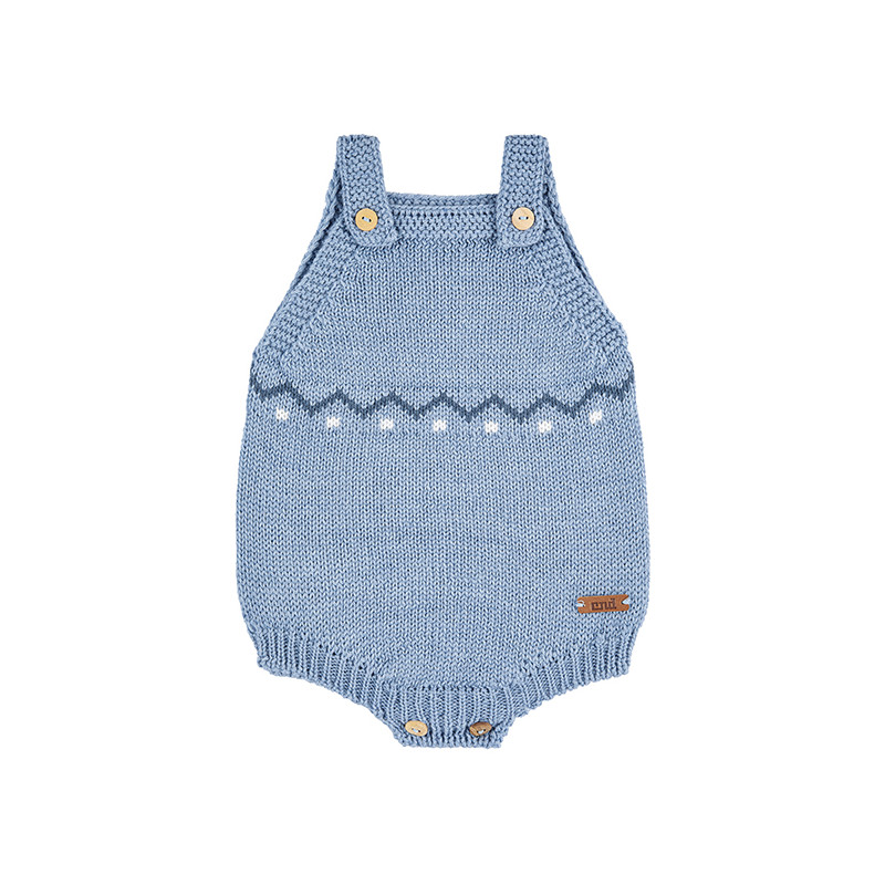 Merino wool blend romper with border detail AIR BLUE