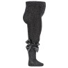 Bright yarn tights with large satin bow BLACK