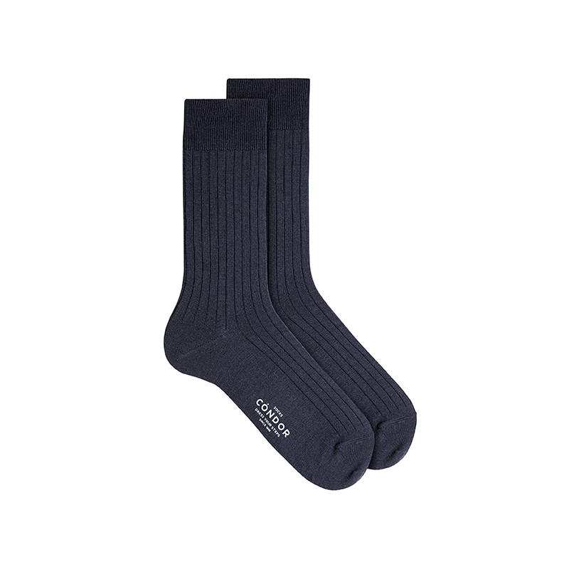 Extrafine merino wool rib loose fittingsocks DARK BLUE