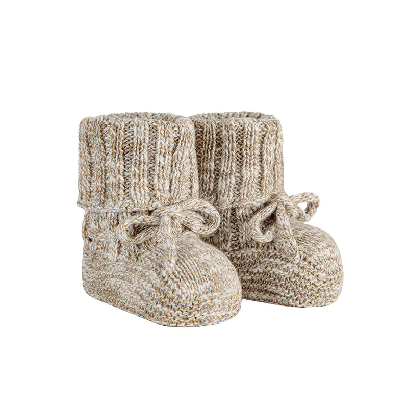 Twisted thread ribbed baby booties LINEN