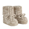 Twisted thread ribbed baby booties LINEN