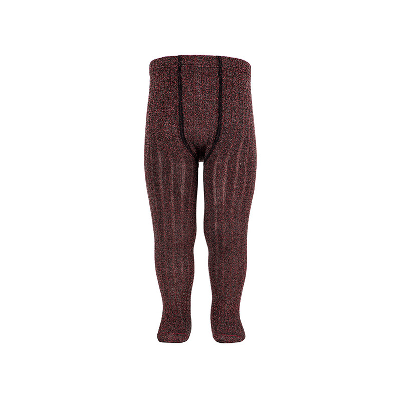 Collants côtelées en fil brillant GRIS FONCE