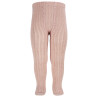 Collants côtelées fil brillant VIEUX ROSE