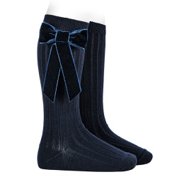 Meias altas com laço de...