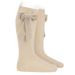 Meias altas com laço de...