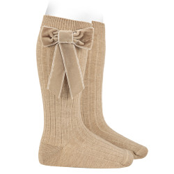 Meias altas com laço de...