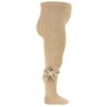 Cotton tights with side velvet bow NOUGAT