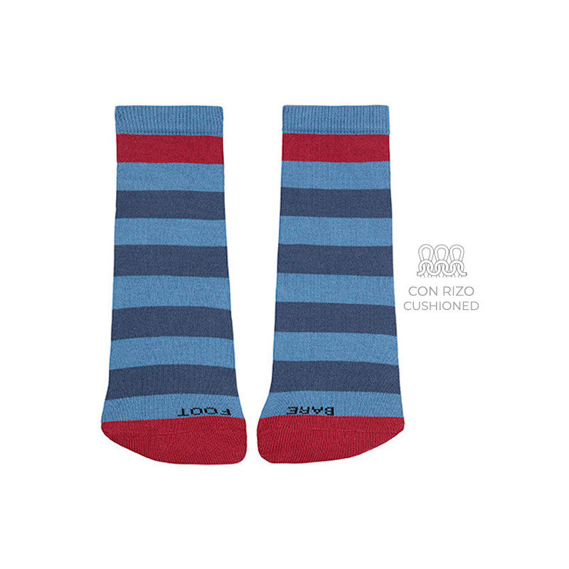 Striped barefoot socks with terry toe FRENCH BLUE