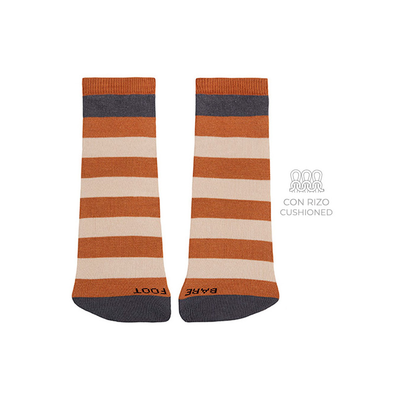 Calcetines barefoot listado con rizo en puntera OXIDO