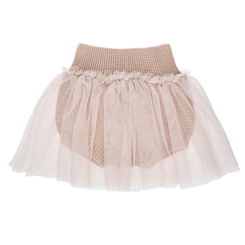 Garter stitch textured culotte with tulle skirt