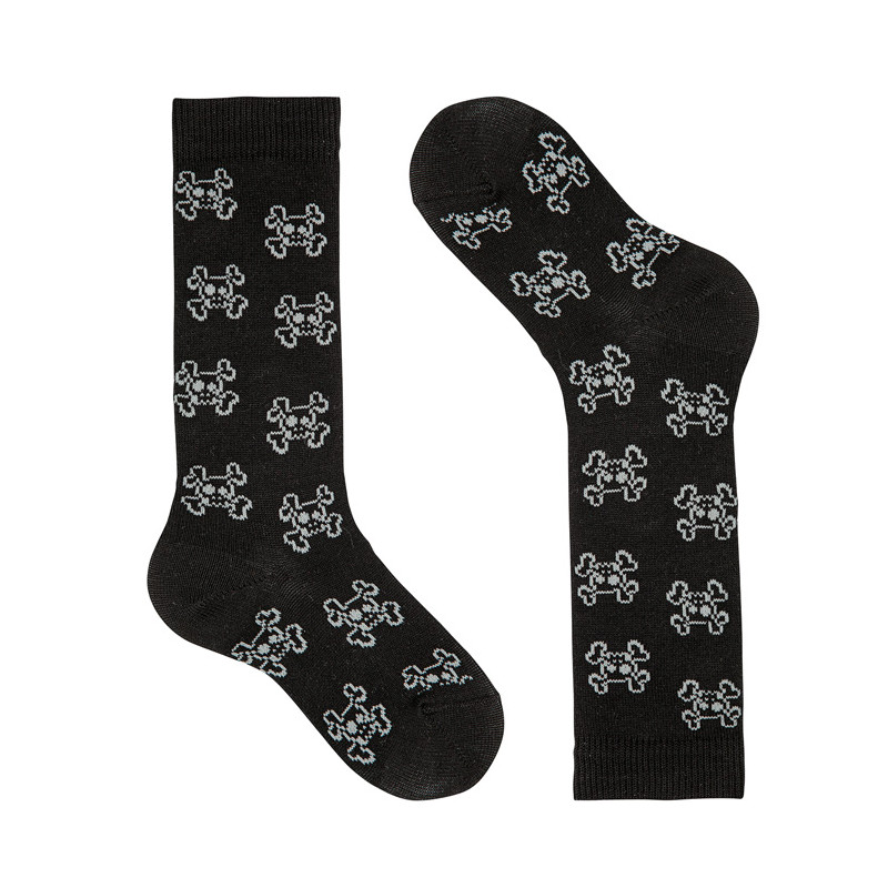 Skull fantasy knee-high socks BLACK