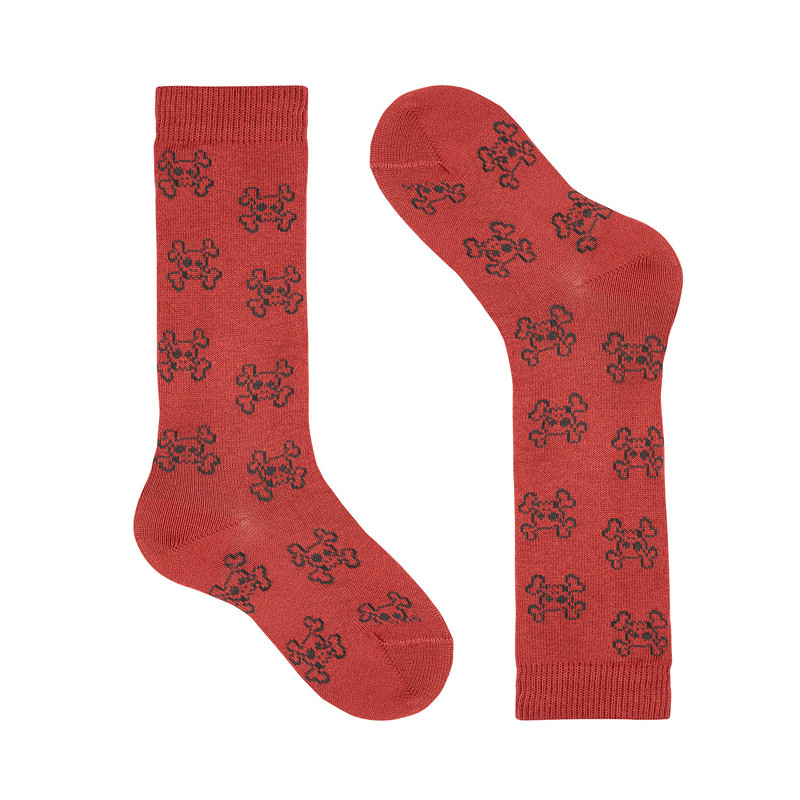 Skull fantasy knee-high socks MARSALA