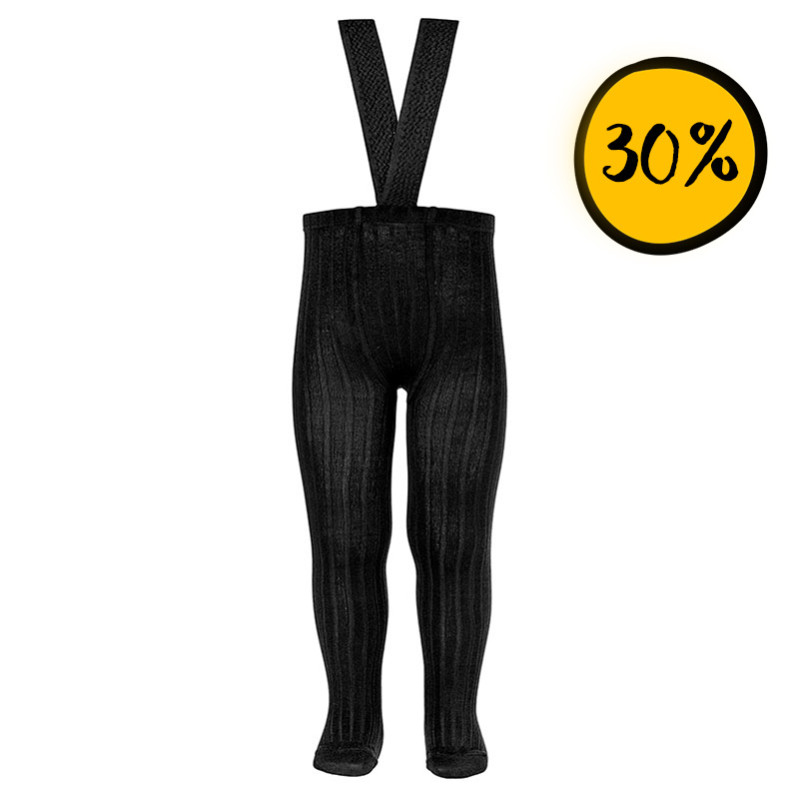 Collants canelados com suspensórios PRETO